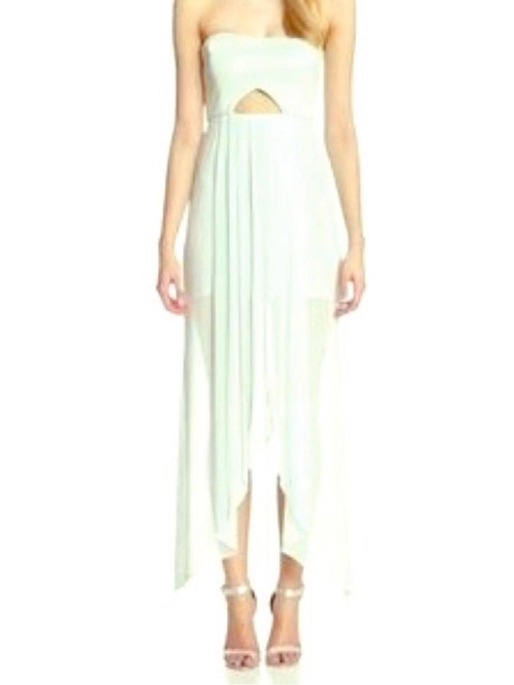 BCBGeneration Mint Strapless High-Low Maxi Dress with Front Cutout Size 2